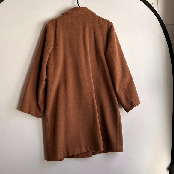 VTG LL Bean Women Camel Brown Wool Double Breasted Overcoat Peacoat USA Made - Picture 5 of 11